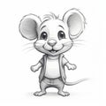 Cartoon White Mouse Sketch Vector Art - Playful Characters For Kids