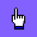 Cartoon White Pixel Computer Cursor Hand UI Element. Vector Royalty Free Stock Photo