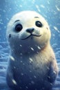 a cartoon of a white seal