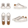 Cartoon White Sneakers Vector Cartoon Illustrtations Set