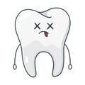 Cartoon white tooth, dentistry and healthcare concept