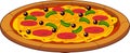 Cartoon Whole Pepperoni Pizza With Peppers