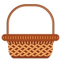 Cartoon wicker basket shopping cart icon poster.