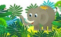 Cartoon wild animal happy young elephant with other animal friend in the jungle isolated illustration for children Royalty Free Stock Photo