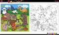 Cartoon wild animals characters group coloring book page Royalty Free Stock Photo