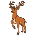 Cartoon wild animals for kids. Cure deer with great horns.