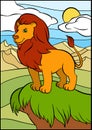 Cartoon wild animals for kids. Cute beautiful lion.