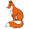 Cartoon wild animals for kids. Little cute sly fox sit and smile Royalty Free Stock Photo