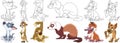 Cartoon wild animals set