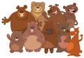 Cartoon wild bears animal characters group