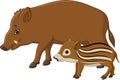 Cartoon wild boar and piglet