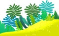 Cartoon wild colorful jungle forest isolated illustration for kids