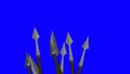 Cartoon Wild Native Tribe Waving Spears on Blue Screen