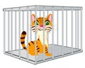 Cartoon of the wildlife tiger in steel hutch