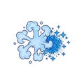 Cartoon Wind Gust: Light Blue Blast with Stars and Dots Royalty Free Stock Photo