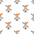 cartoon windmill seamless pattern