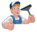 Cartoon Window Cleaning Squeegee Car Wash Cleaner Royalty Free Stock Photo