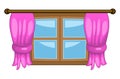 Cartoon window with curtains vector symbol icon design.