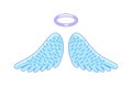 Cartoon winged angel holy sign isolated on white