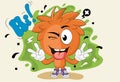 Cartoon winking boy. Vector illustration of an excited boy. Funny boy character. Isolated EPS 10