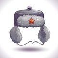 Cartoon winter fur grey earflaps hat