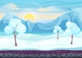 Cartoon winter game style landscape