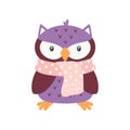 Cartoon winter vector illustration of owl isolated Royalty Free Stock Photo