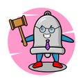 Cartoon wise judge bell wearing glasses and holding a hammer