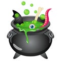 Cartoon witch cauldron halloween vector illustration