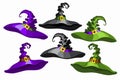 Cartoon witch hats set isolated on white Royalty Free Stock Photo