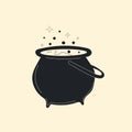 Cartoon witches cauldron with potion, bubbles , witchcraft, boiling potions.