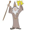 Cartoon Wizard Casting Spell