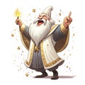 a cartoon wizard holding a wand Royalty Free Stock Photo