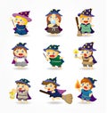 Cartoon Wizard and Witch icon set