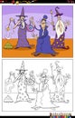 Cartoon wizards fantasy characters coloring book page