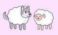 Cartoon Wolf in sheep\'s clothing Royalty Free Stock Photo