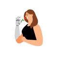 Cartoon woman with bionic arm