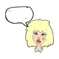 cartoon woman with bruised face with speech bubble