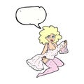 cartoon woman changing with speech bubble