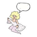 cartoon woman changing with speech bubble