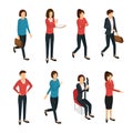 Cartoon Woman Character Various Types and Poses Set. Vector