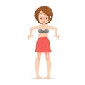 Cartoon woman checking fat on her belly Royalty Free Stock Photo