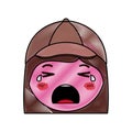 Cartoon woman crying head kawaii character