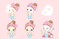 Cartoon woman do facial care