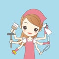 Cartoon woman do housework Royalty Free Stock Photo