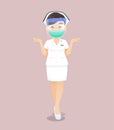Nurse wearing a health mask or surgical mask and face shield