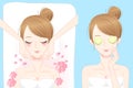 Cartoon woman enjoy do spa