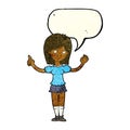 cartoon woman explaining idea with speech bubble