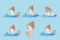 Cartoon woman with hot spring