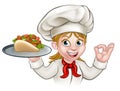 Cartoon Woman Kebab Chef